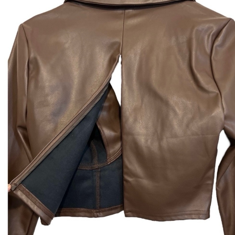 Brown Faux Leather Cropped Top - Picture 5 of 6